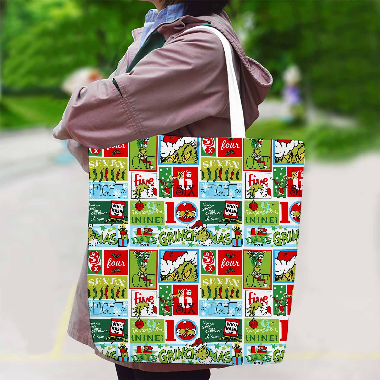 12 Days of Grinchmas Canvas Bag with Shoulder Strap
