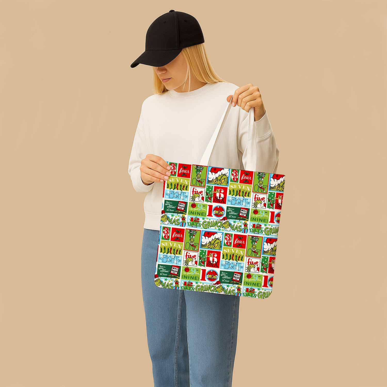 12 Days of Grinchmas Canvas Bag with Shoulder Strap