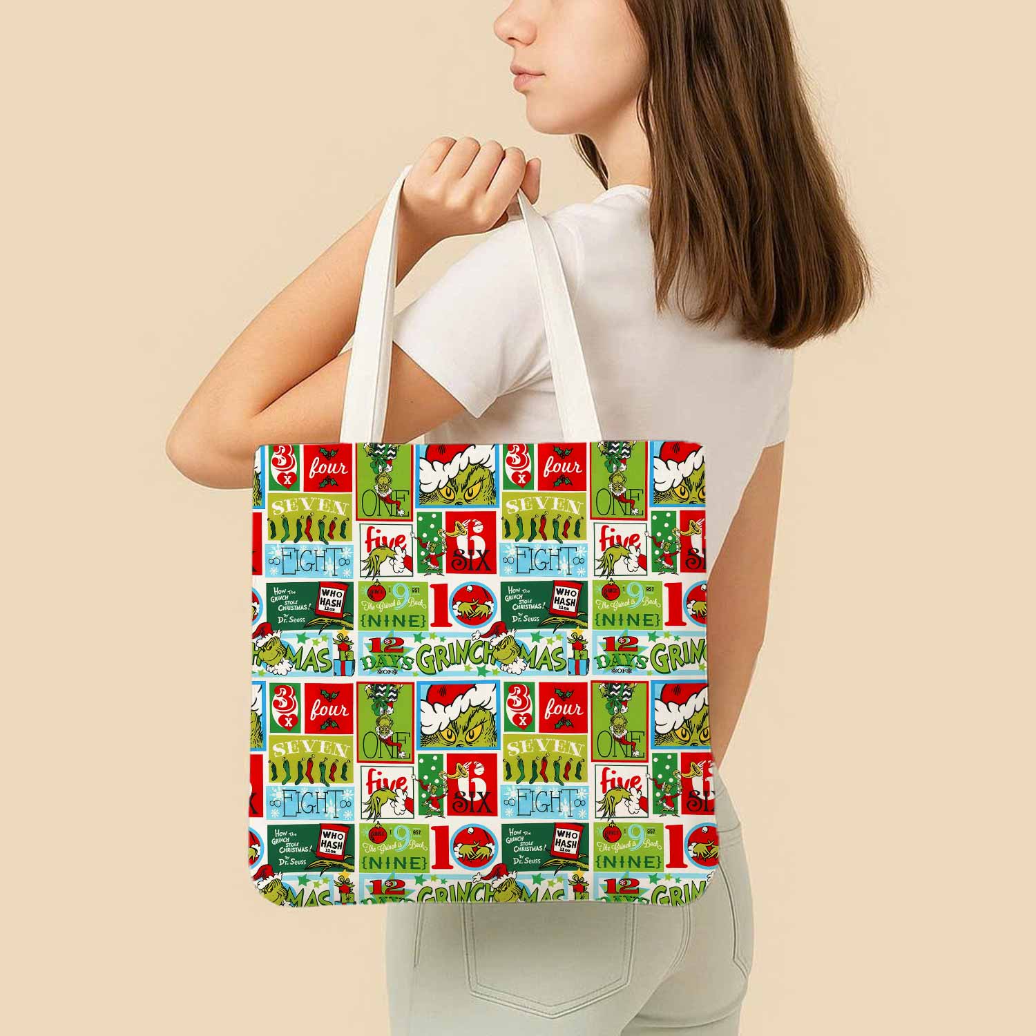 12 Days of Grinchmas Canvas Bag with Shoulder Strap
