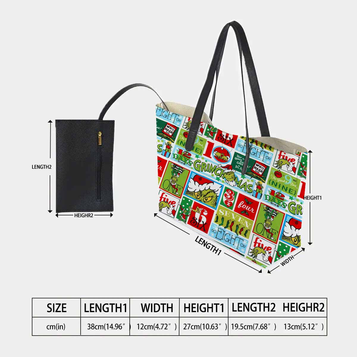 12 Days of Grinchmas Hand Bag and Mini Purse Set