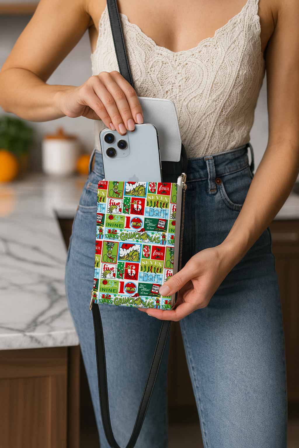 12 Days of Grinchmas Mobile Phone Chest Bag