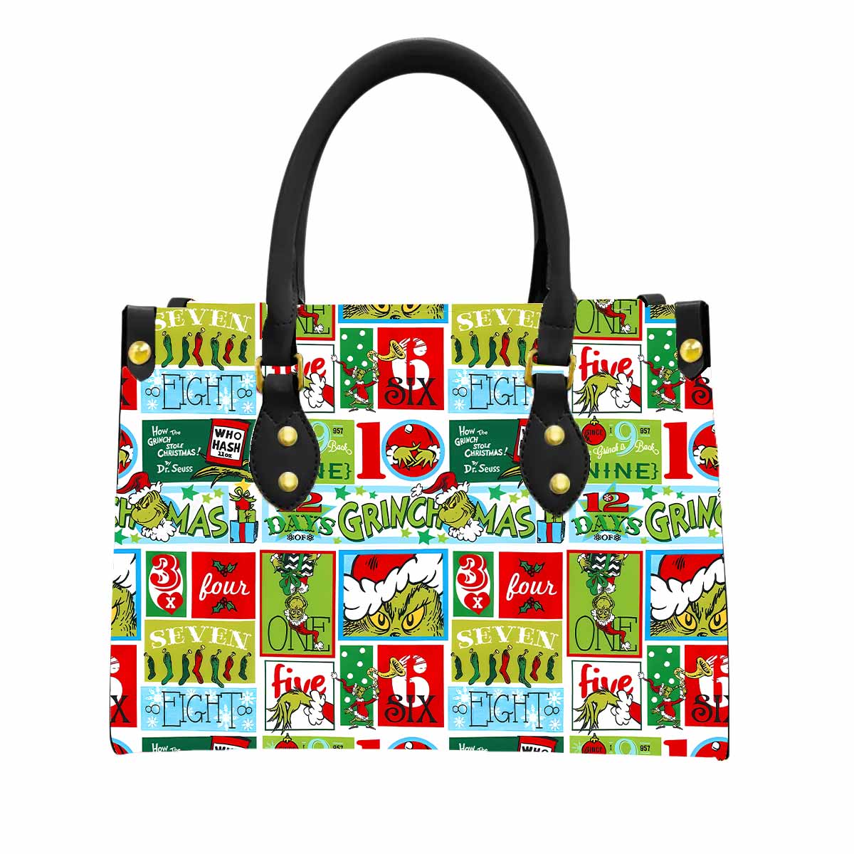 12 Days of Grinchmas Women Tote Bag with Black Handles