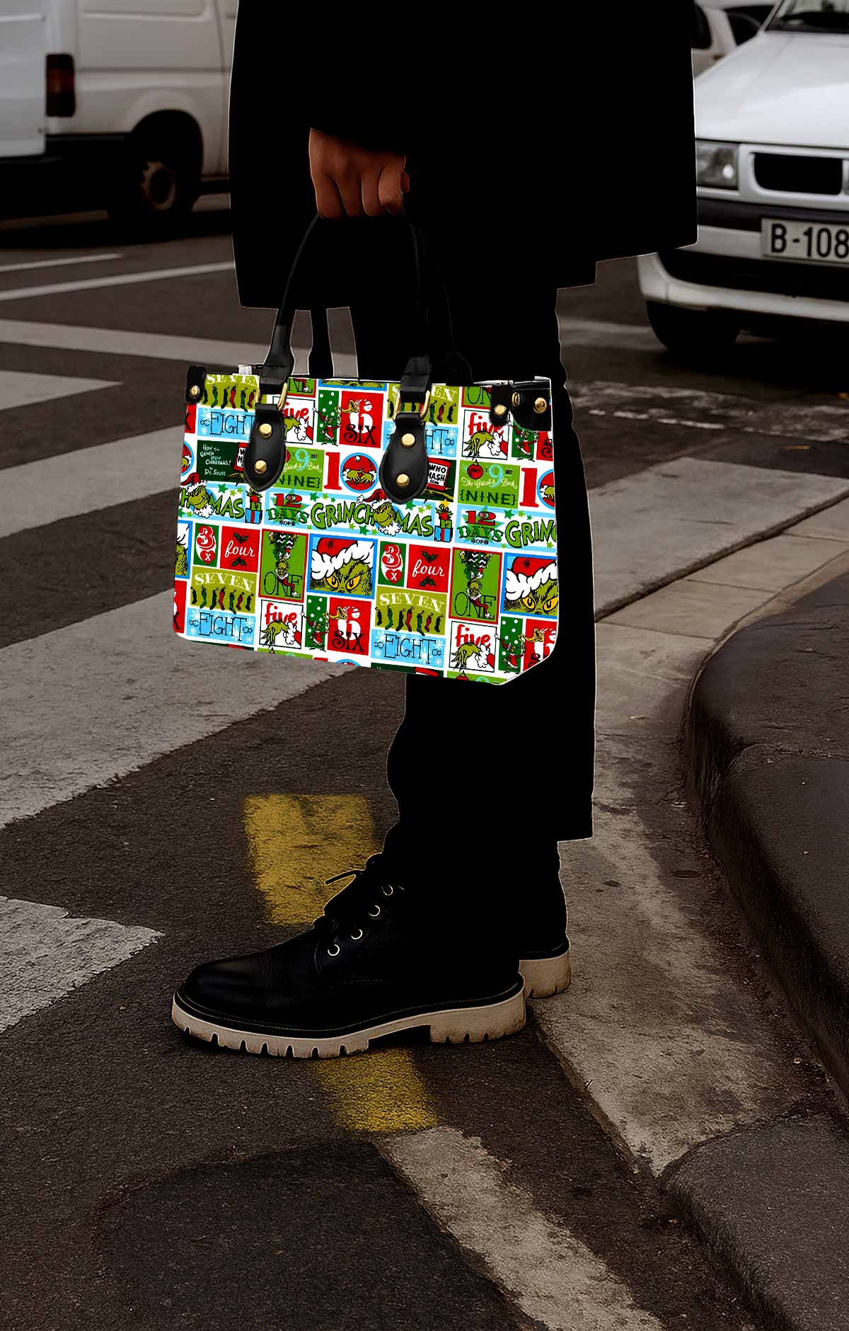 12 Days of Grinchmas Women Tote Bag with Black Handles