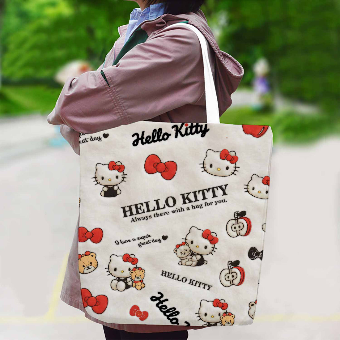 Hello Kitty Fluffy Plush Canvas Bag with Shoulder Strap