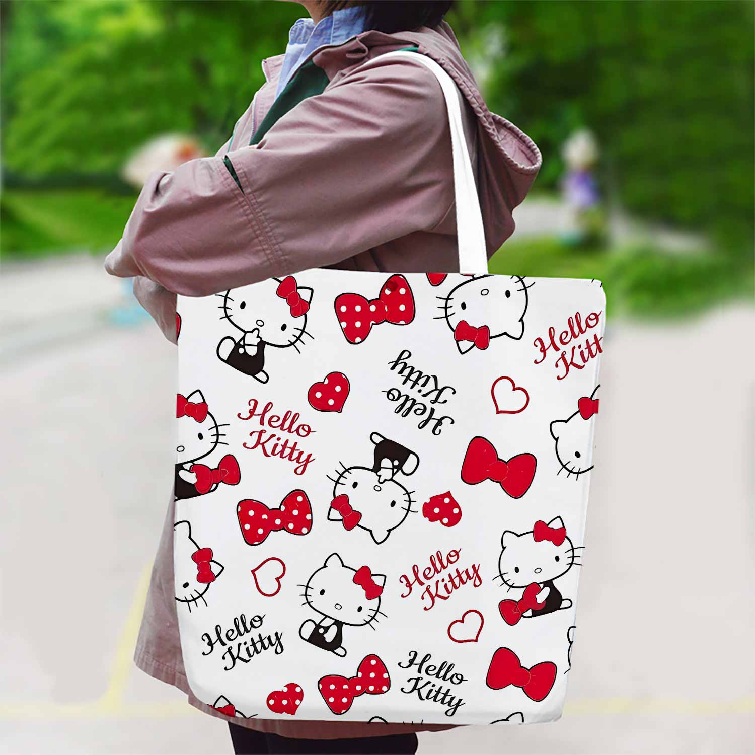 Hello Kitty Red Bow Canvas Bag with Shoulder Strap