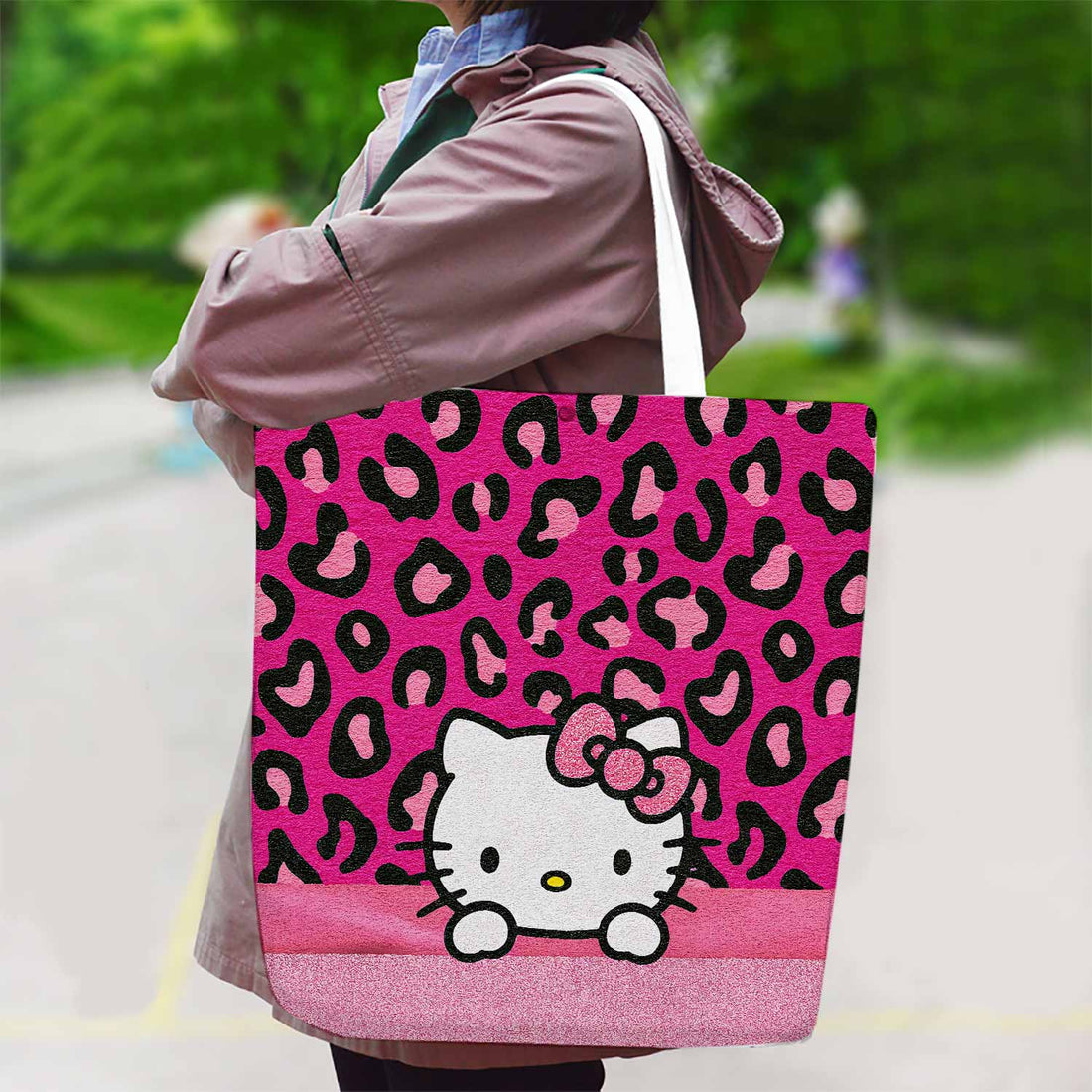 Hello Kitty Pink Bow Canvas Bag with Shoulder Strap