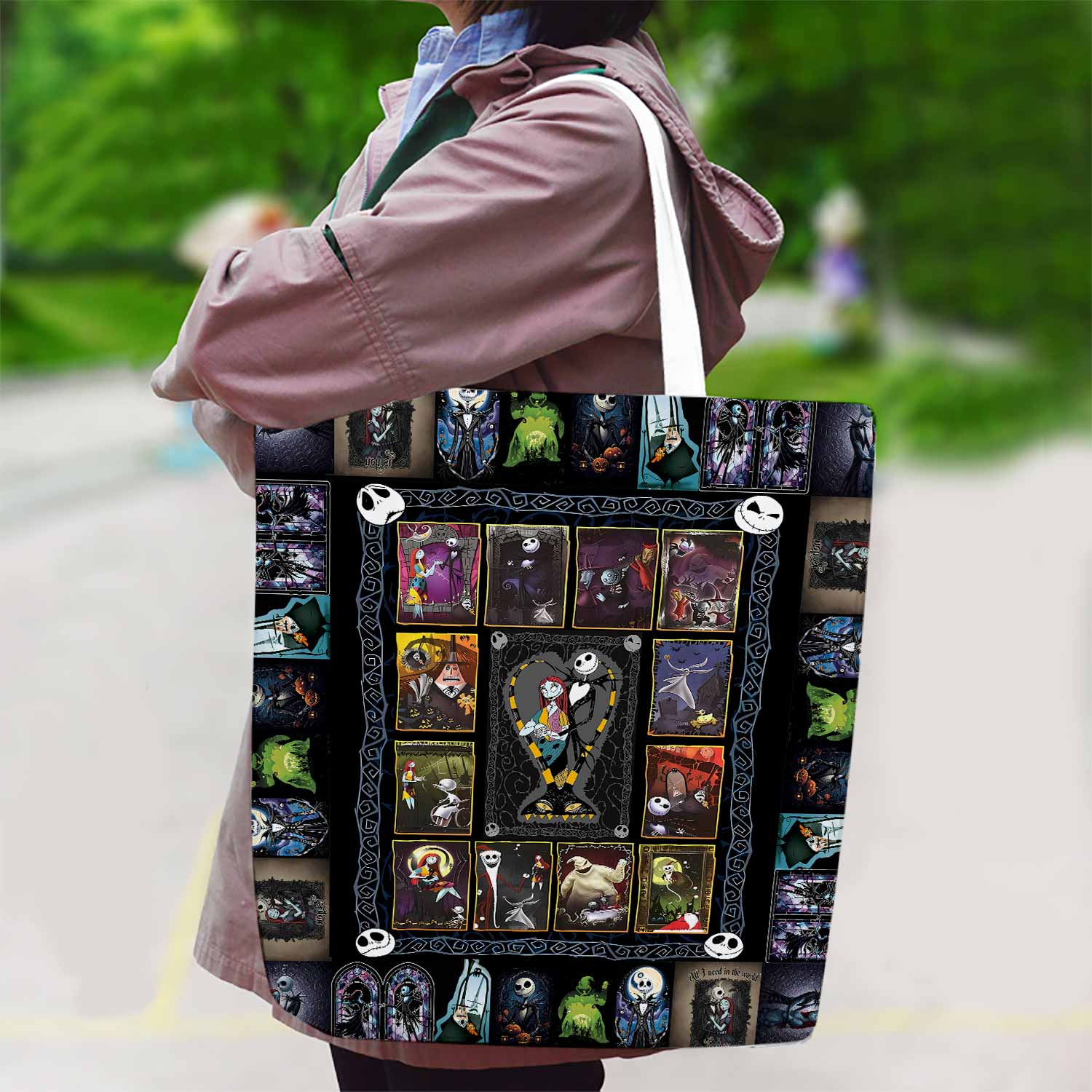 Jack & Sally The Nightmare Before Christmas Canvas Bag with Shoulder Strap