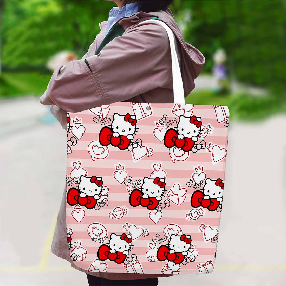 Hello Kitty Cute Bow Canvas Bag with Shoulder Strap