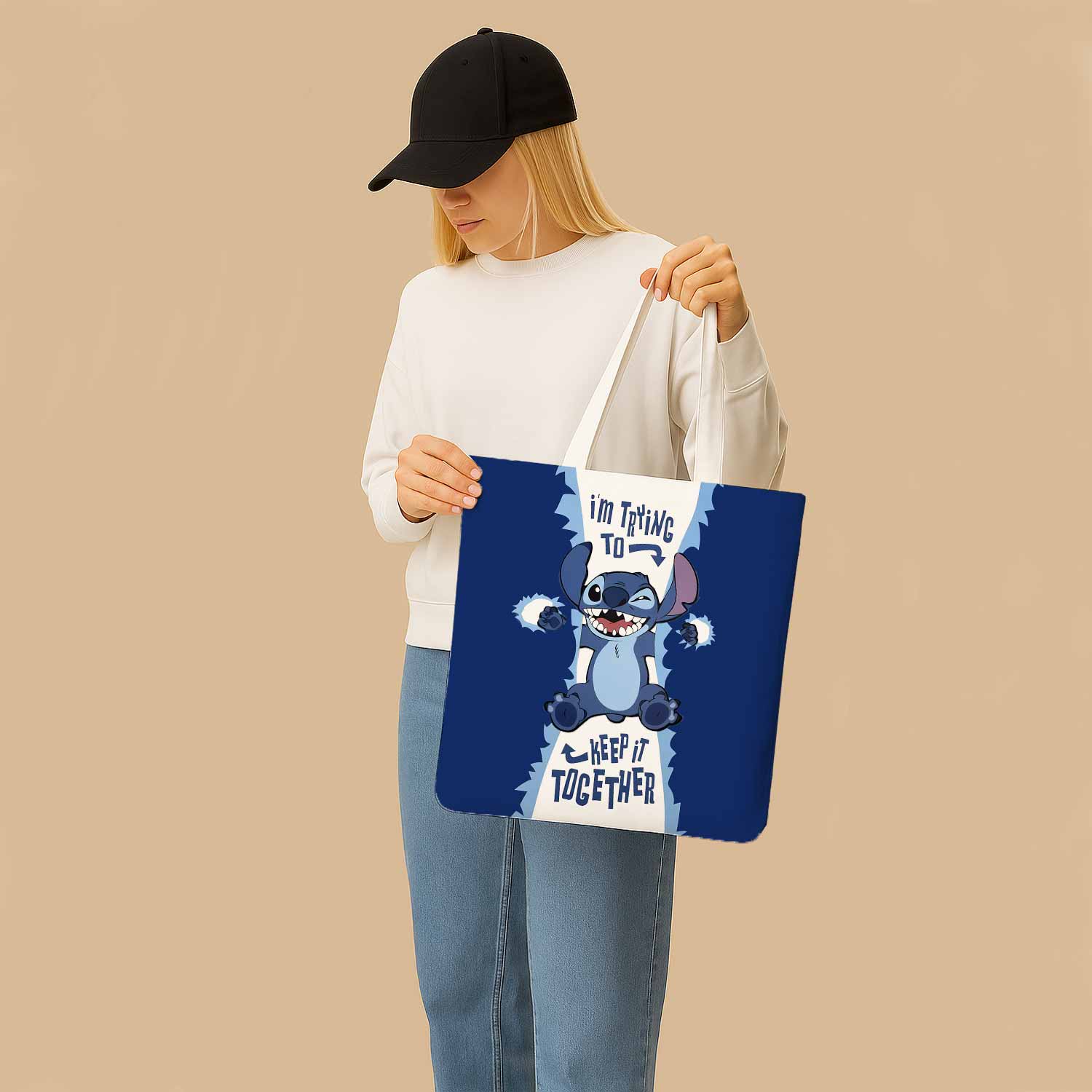 Stitch Keep it Together Canvas Bag with Shoulder Strap