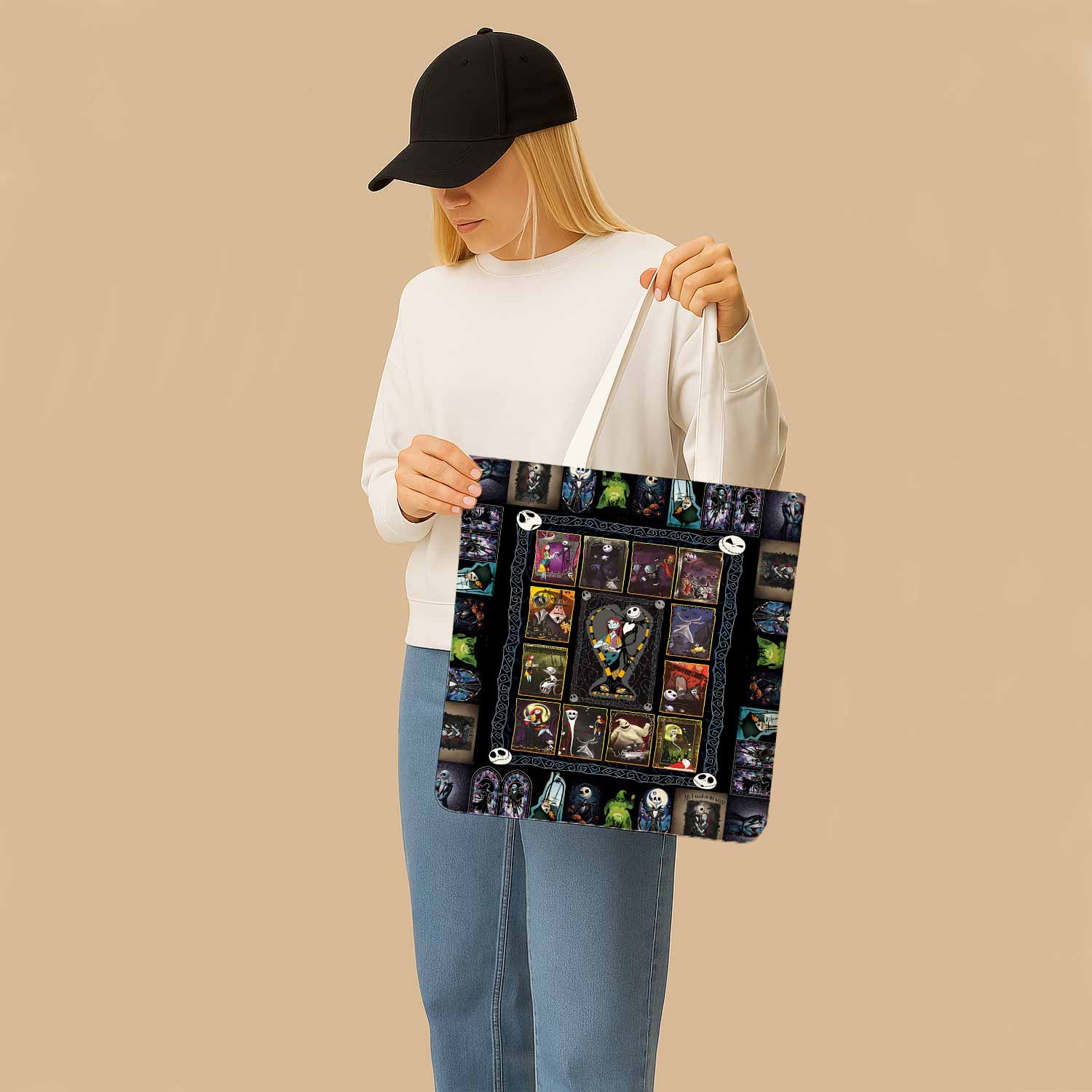 Jack & Sally The Nightmare Before Christmas Canvas Bag with Shoulder Strap