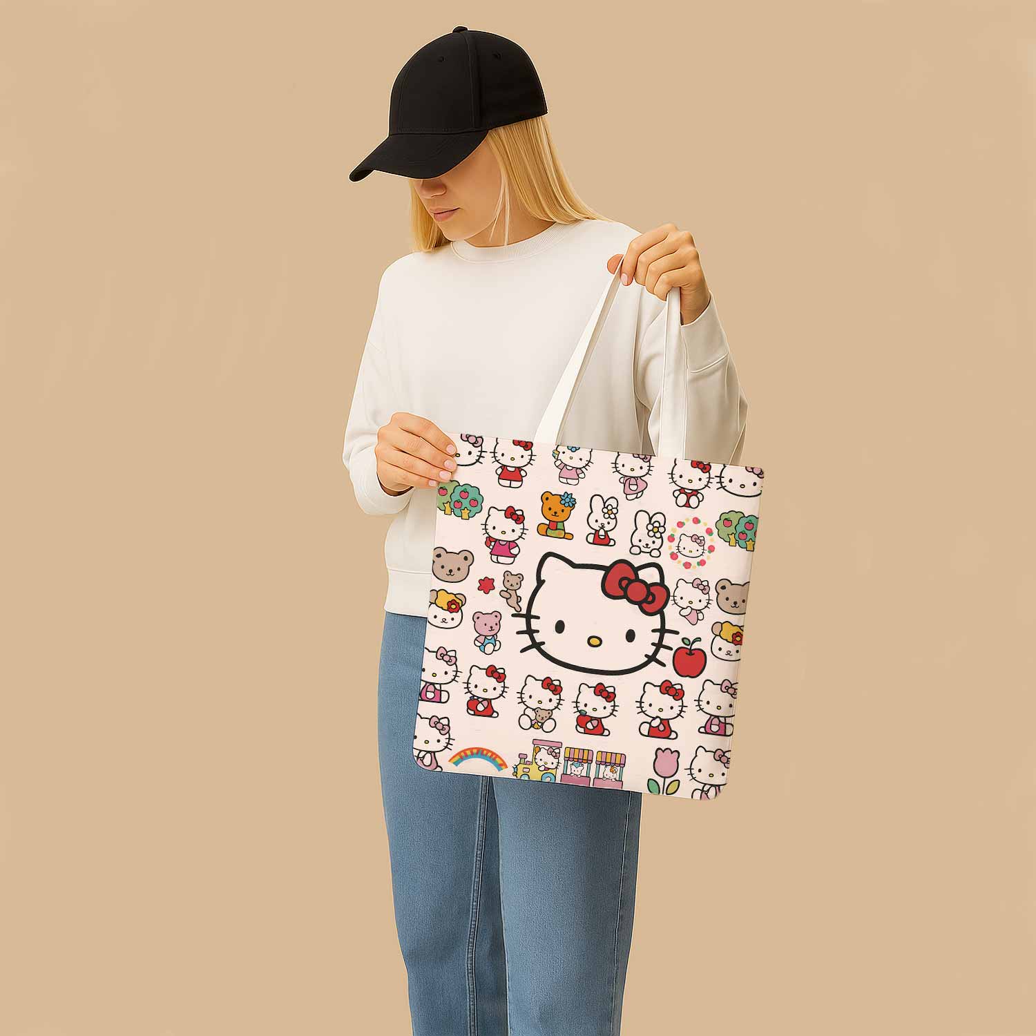 Hello Kitty Cute Pink Canvas Bag with Shoulder Strap