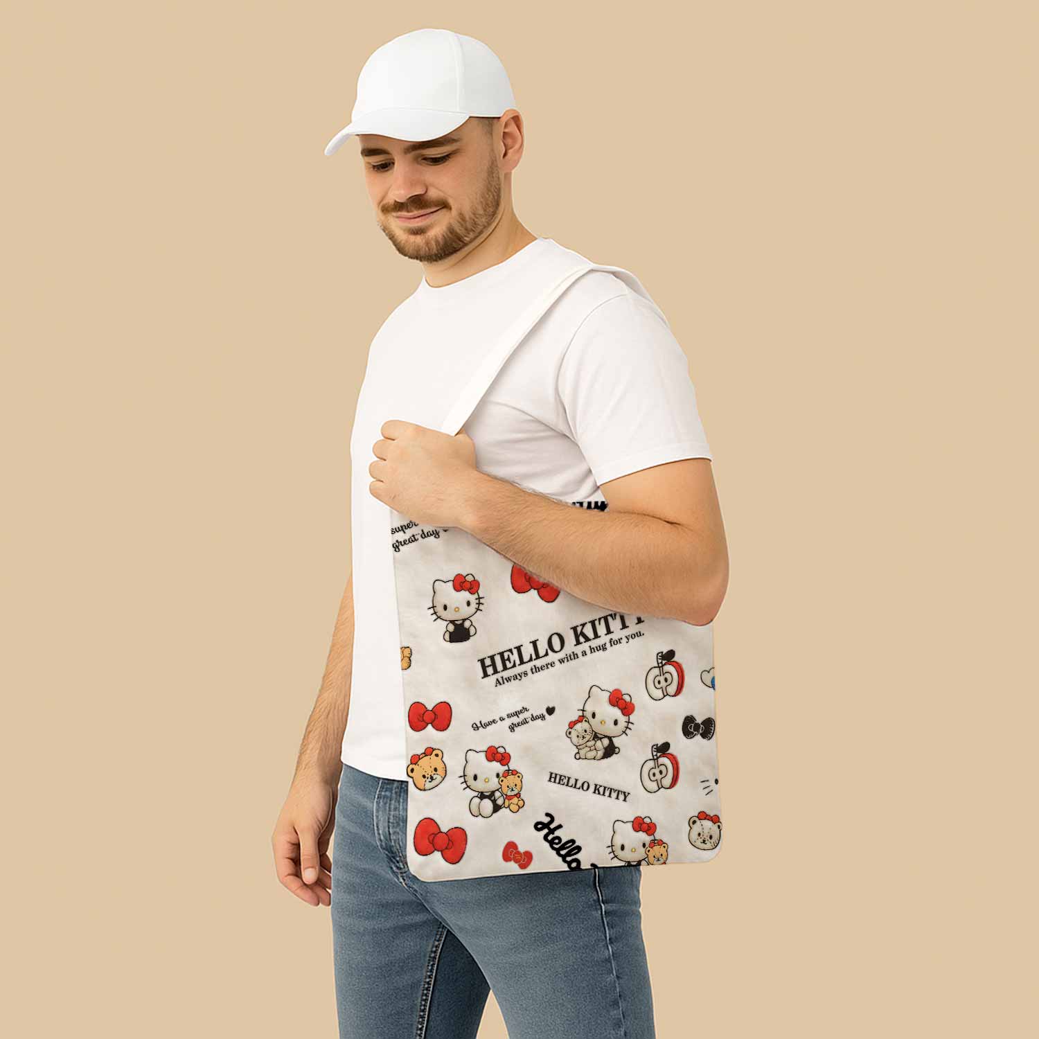 Hello Kitty Fluffy Plush Canvas Bag with Shoulder Strap