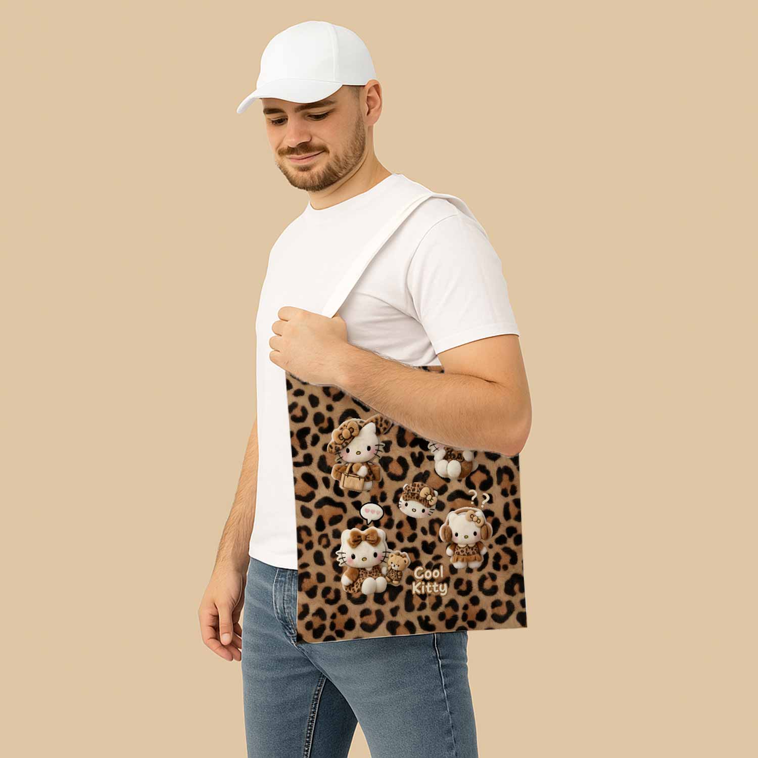 Hello Kitty Leopard Canvas Bag with Shoulder Strap