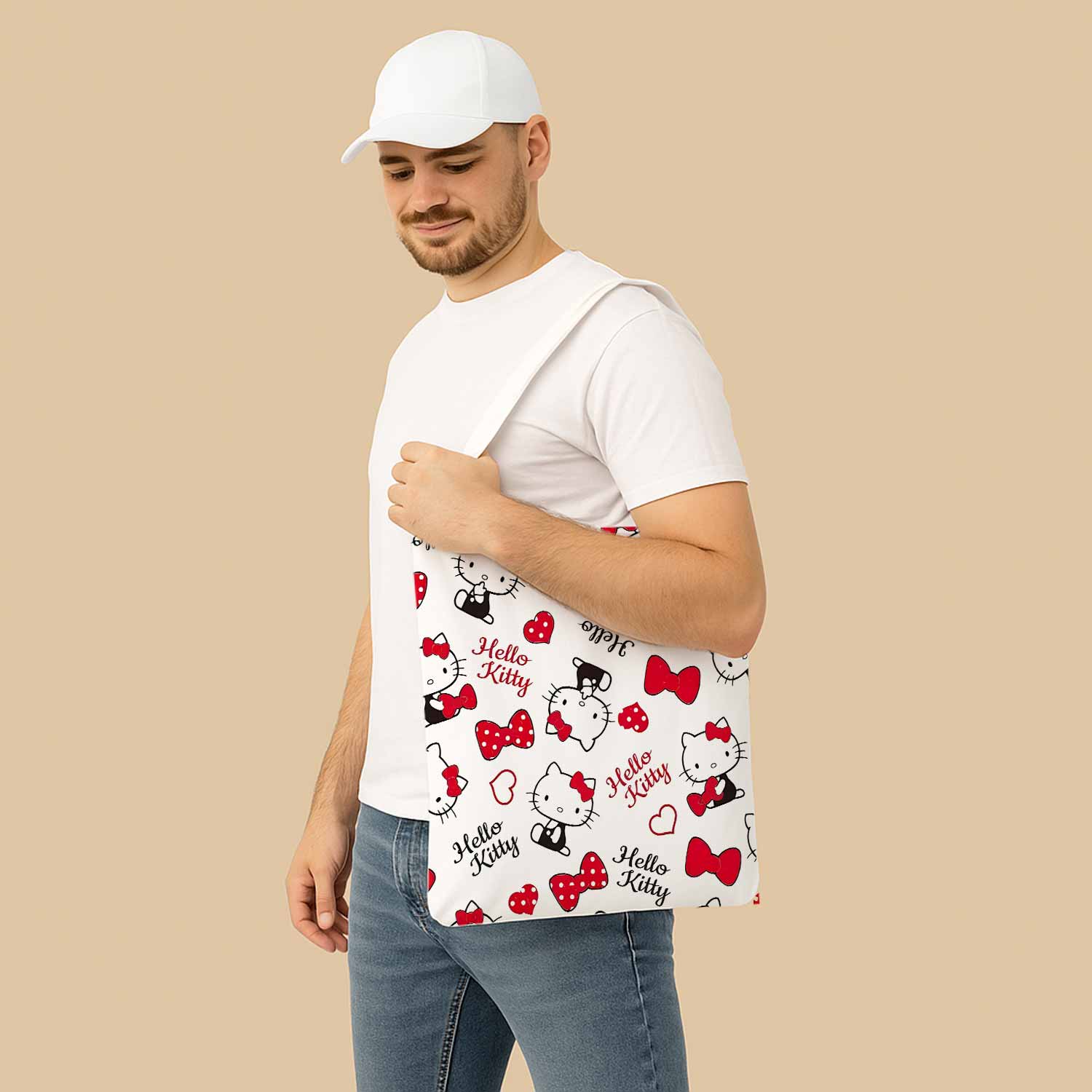 Hello Kitty Red Bow Canvas Bag with Shoulder Strap