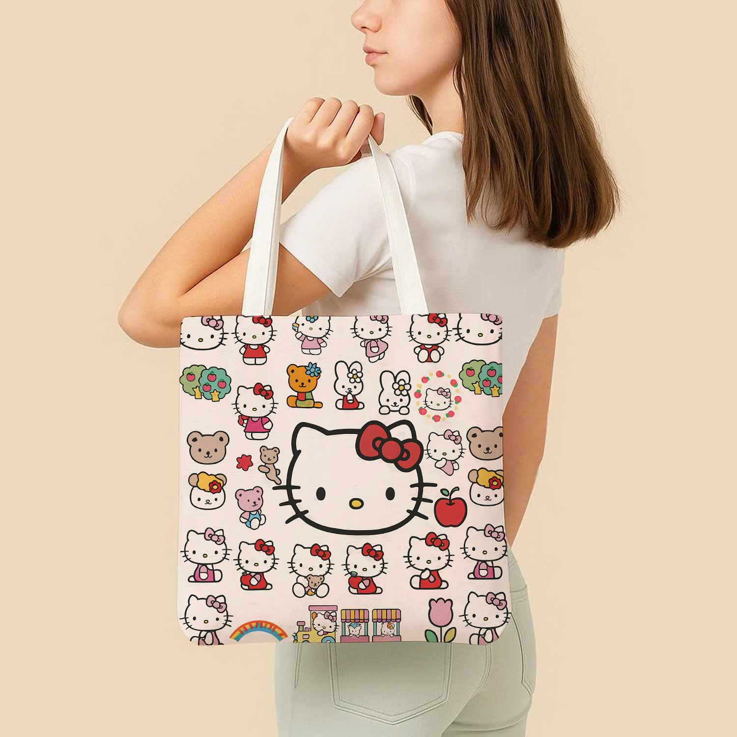Hello Kitty Cute Pink Canvas Bag with Shoulder Strap