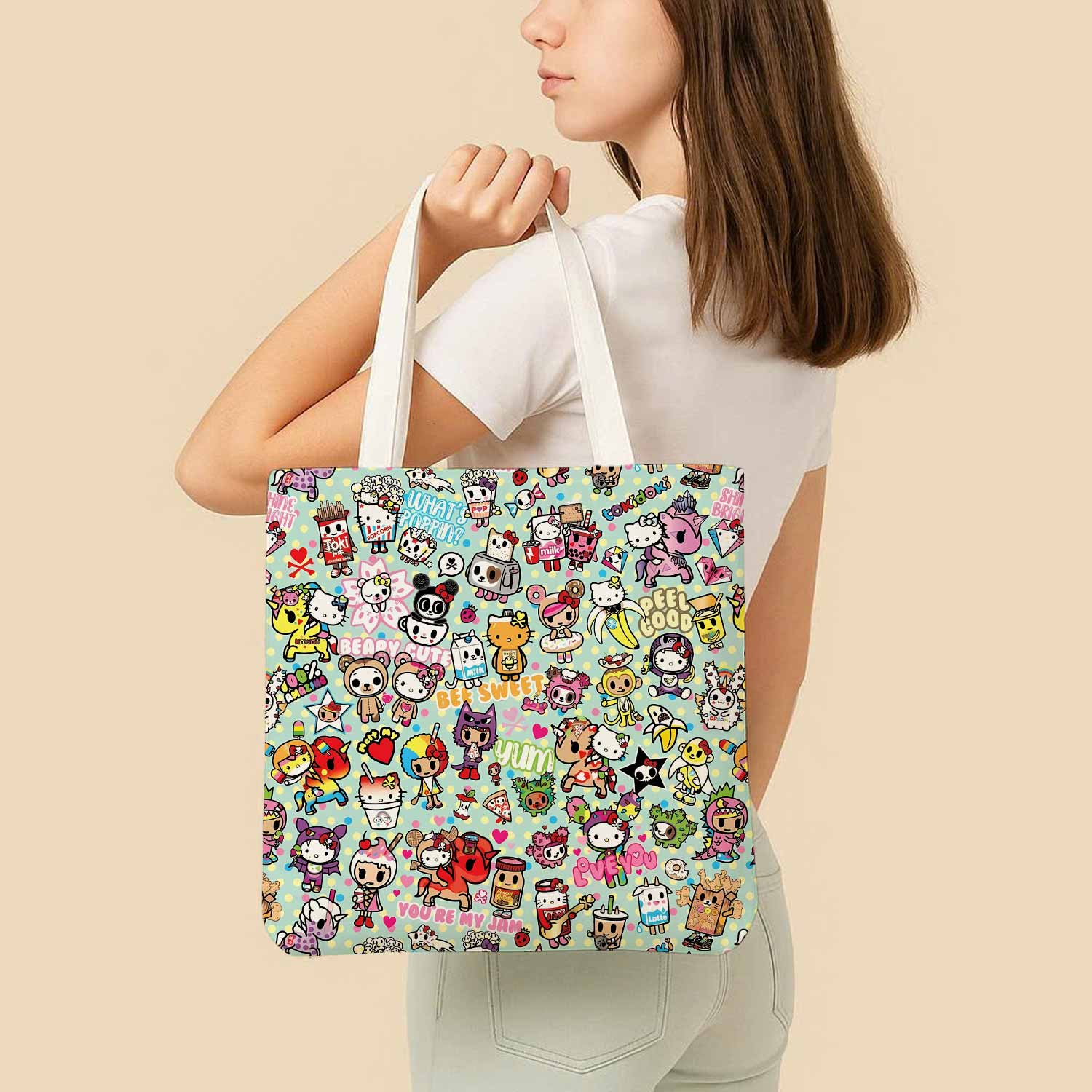 Hello Kitty Joyful Canvas Bag with Shoulder Strap