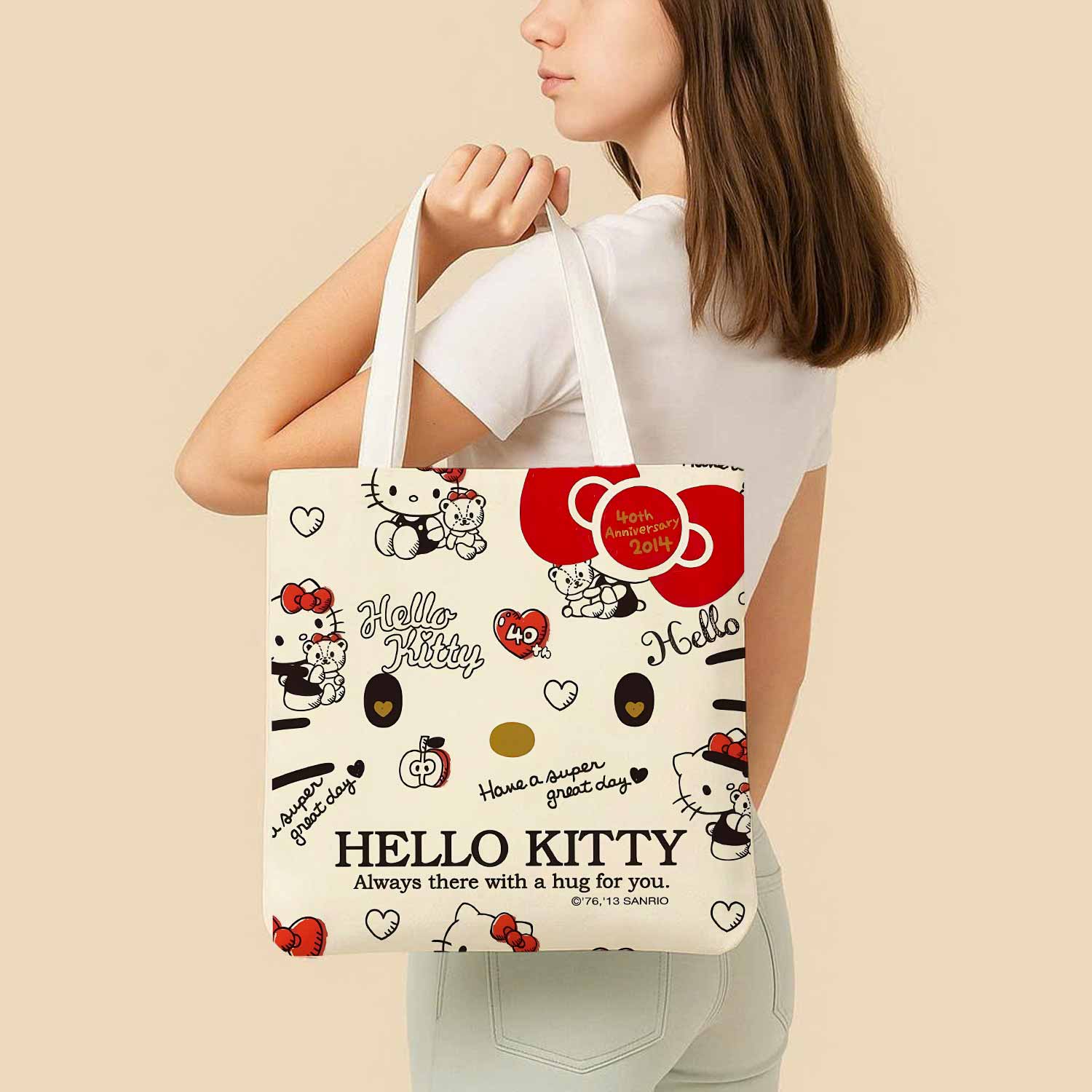 Hello Kitty 40th Anniversary Canvas Bag with Shoulder Strap
