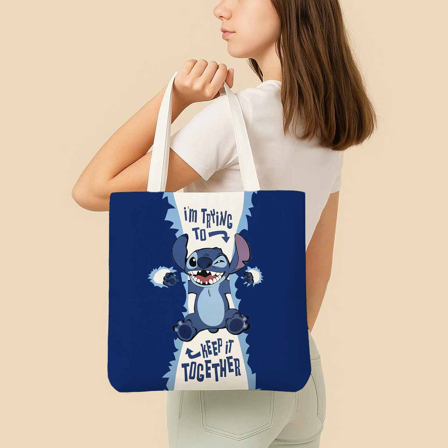 Stitch Keep it Together Canvas Bag with Shoulder Strap