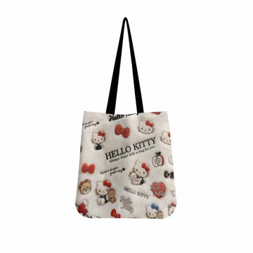 Hello Kitty Fluffy Plush Canvas Tote Bag