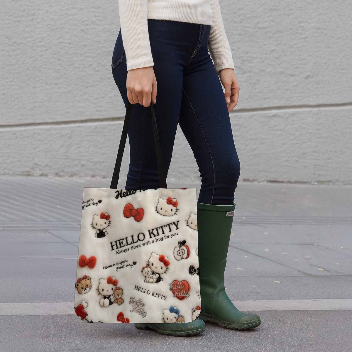 Hello Kitty Fluffy Plush Canvas Tote Bag