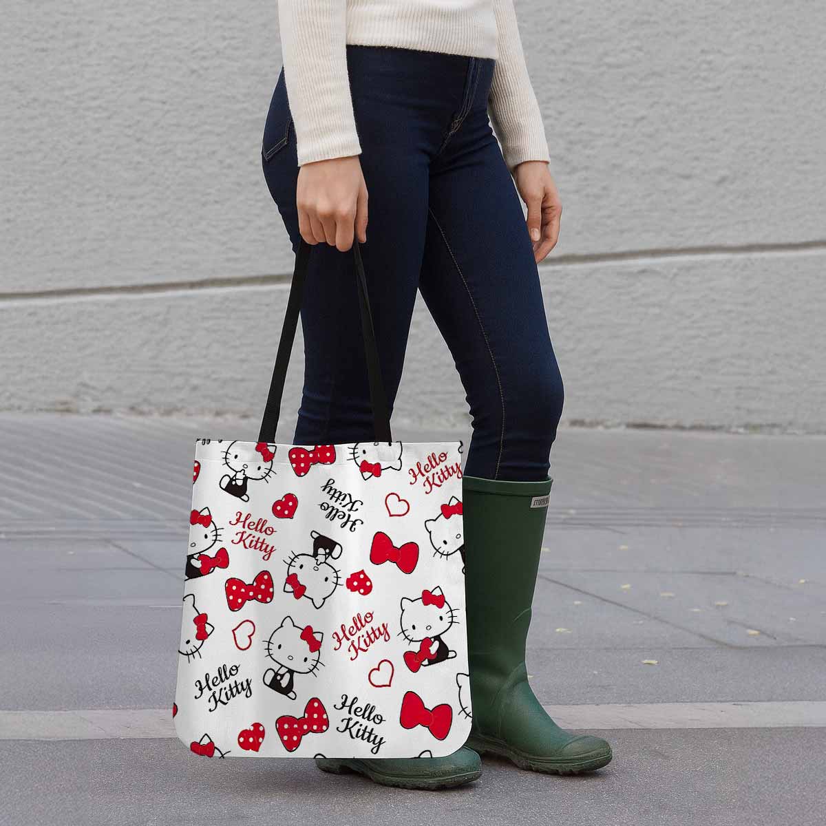 Hello Kitty Red Bow Canvas Tote Bag