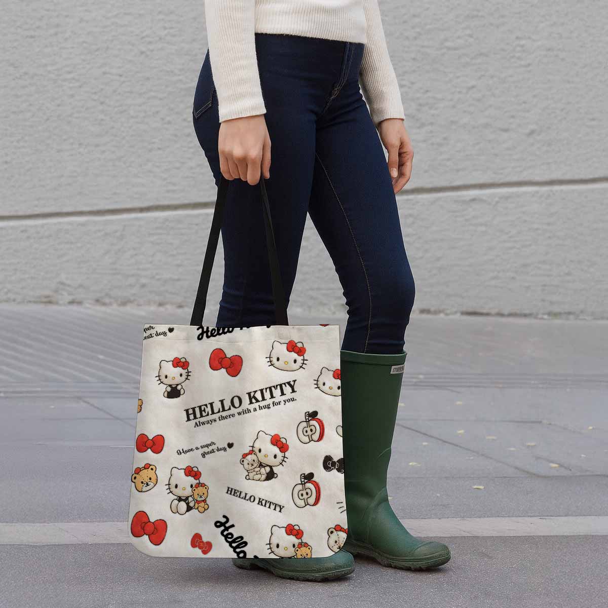 Hello Kitty Fluffy Plush Canvas Tote Bag