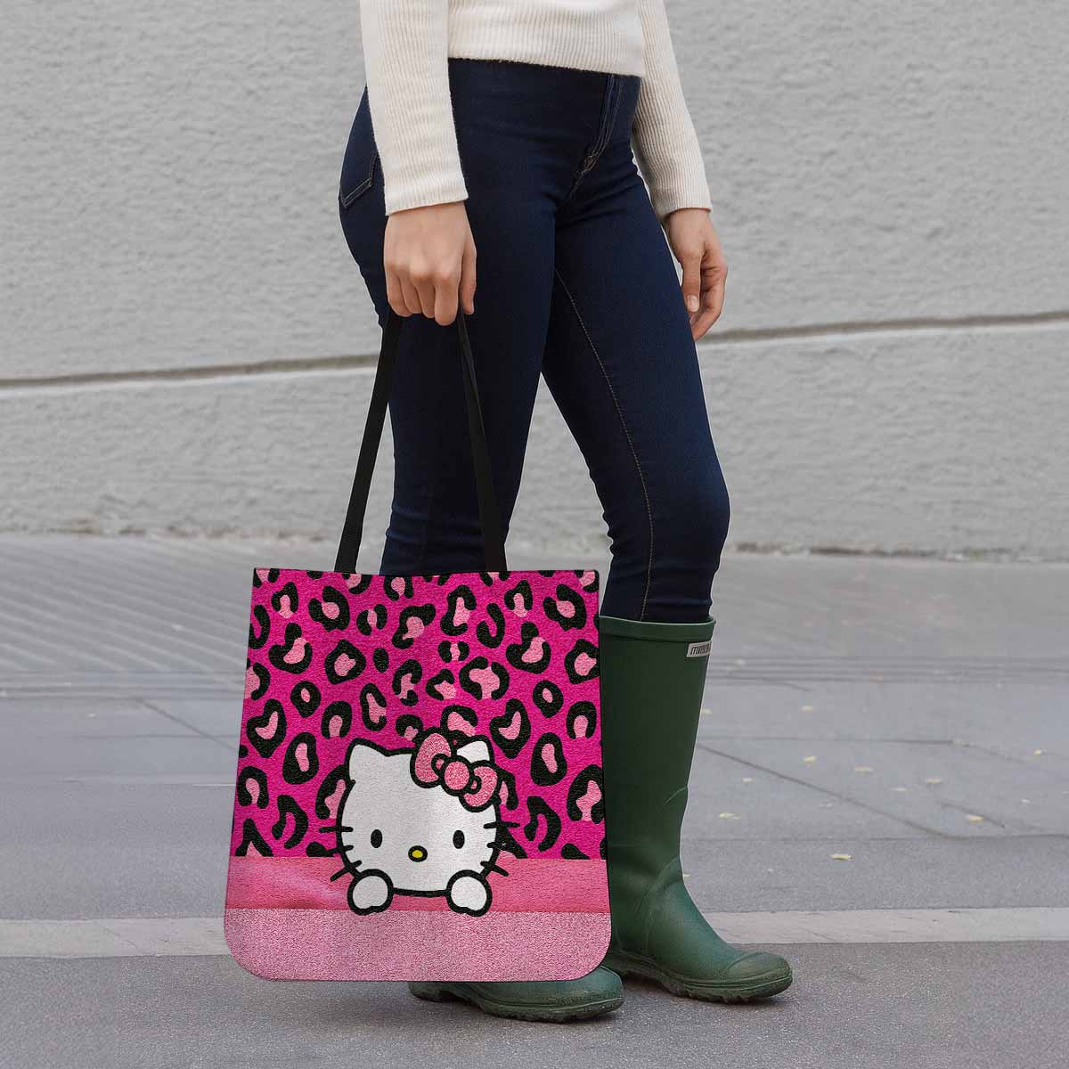 Hello Kitty Pink Bow Canvas Tote Bag