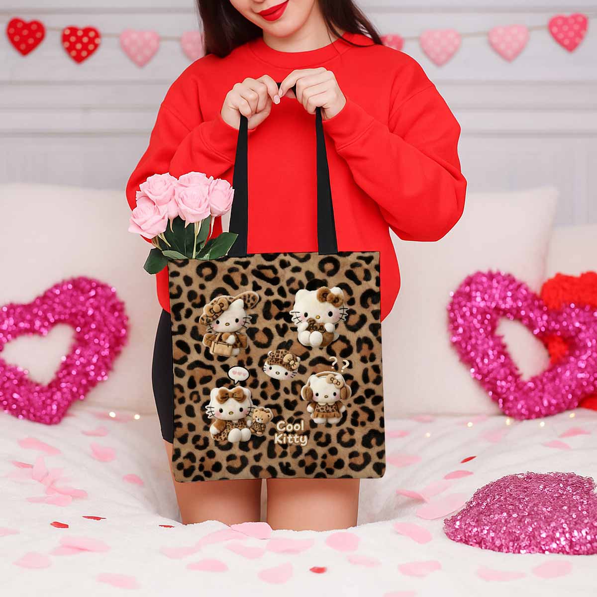 Hello Kitty Leopard Canvas Tote Bag