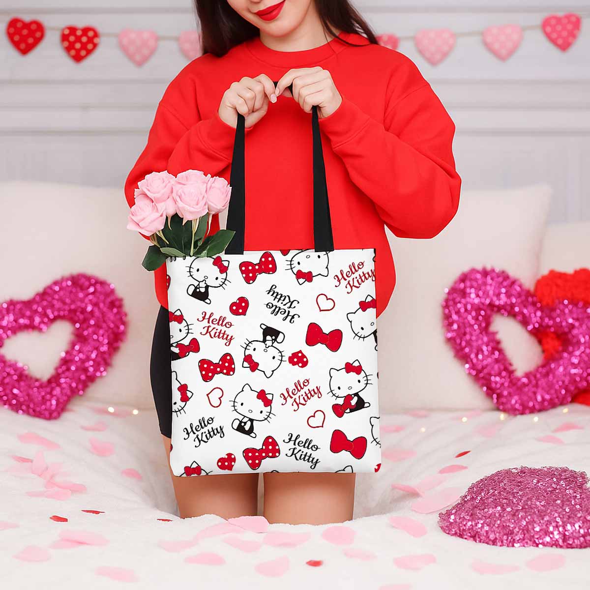 Hello Kitty Red Bow Canvas Tote Bag