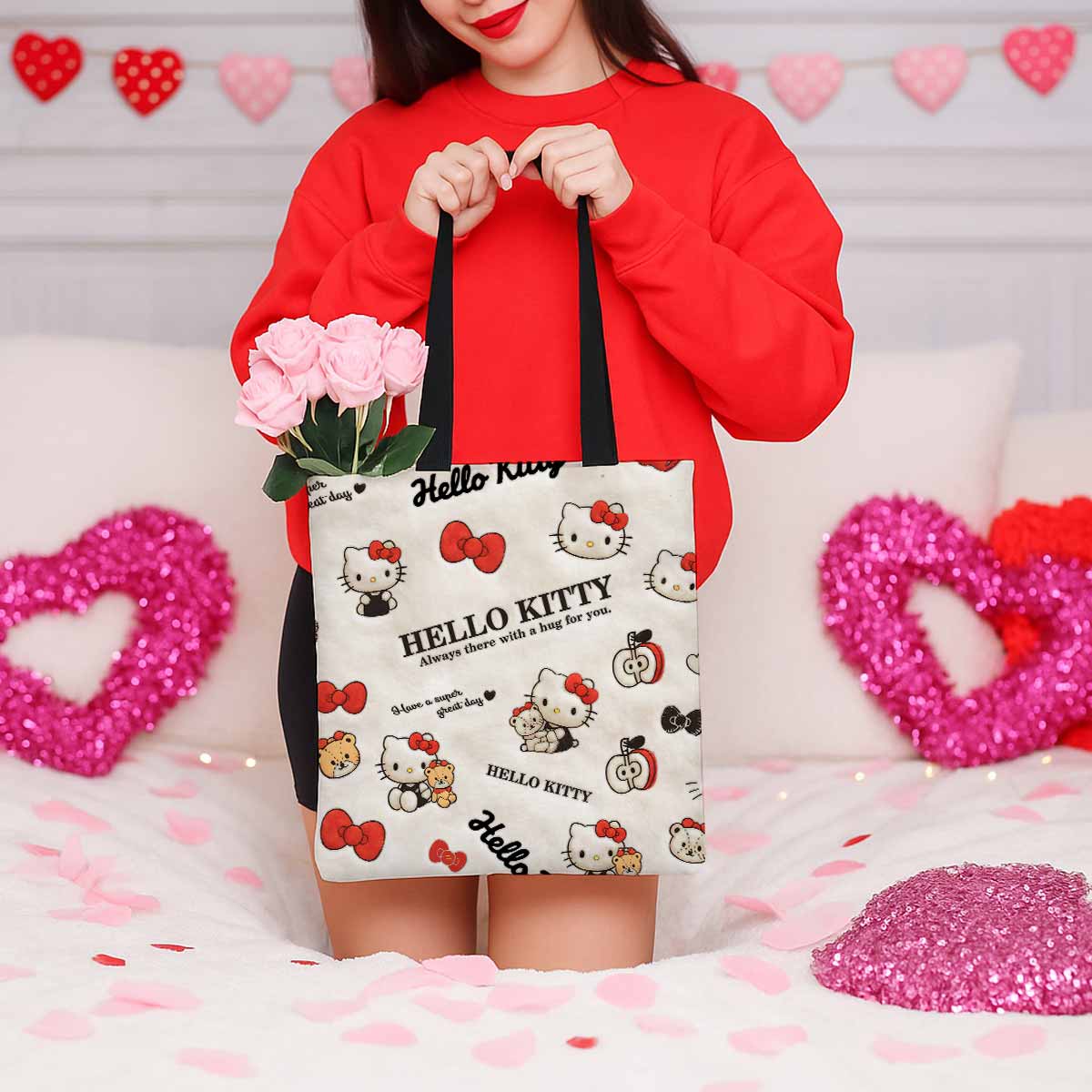 Hello Kitty Fluffy Plush Canvas Tote Bag