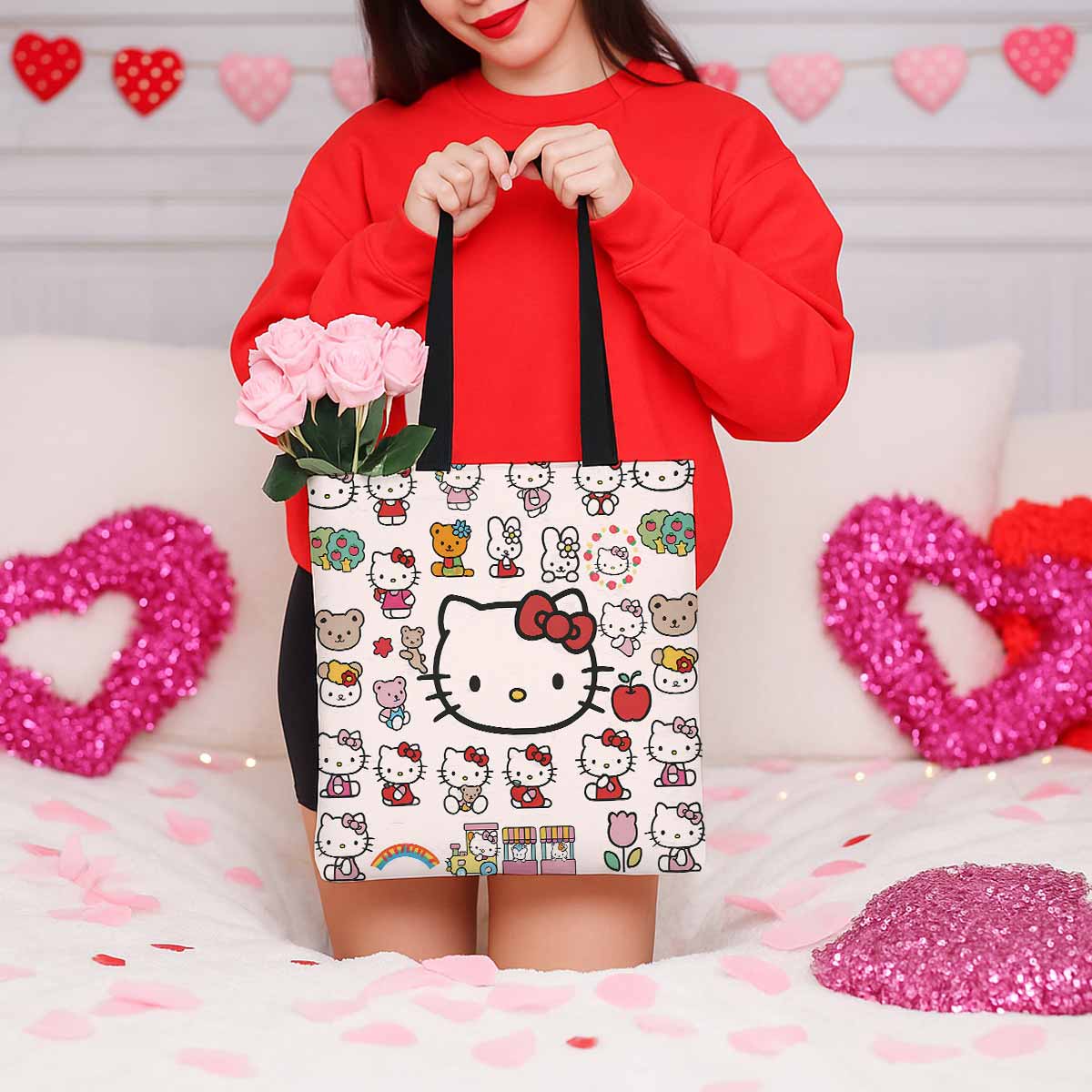 Hello Kitty Cute Pink Canvas Tote Bag
