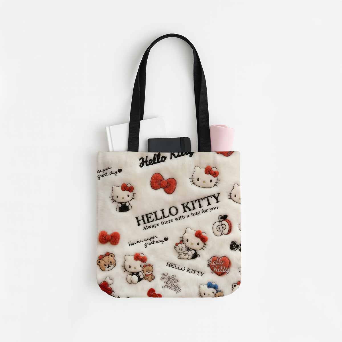 Hello Kitty Fluffy Plush Canvas Tote Bag
