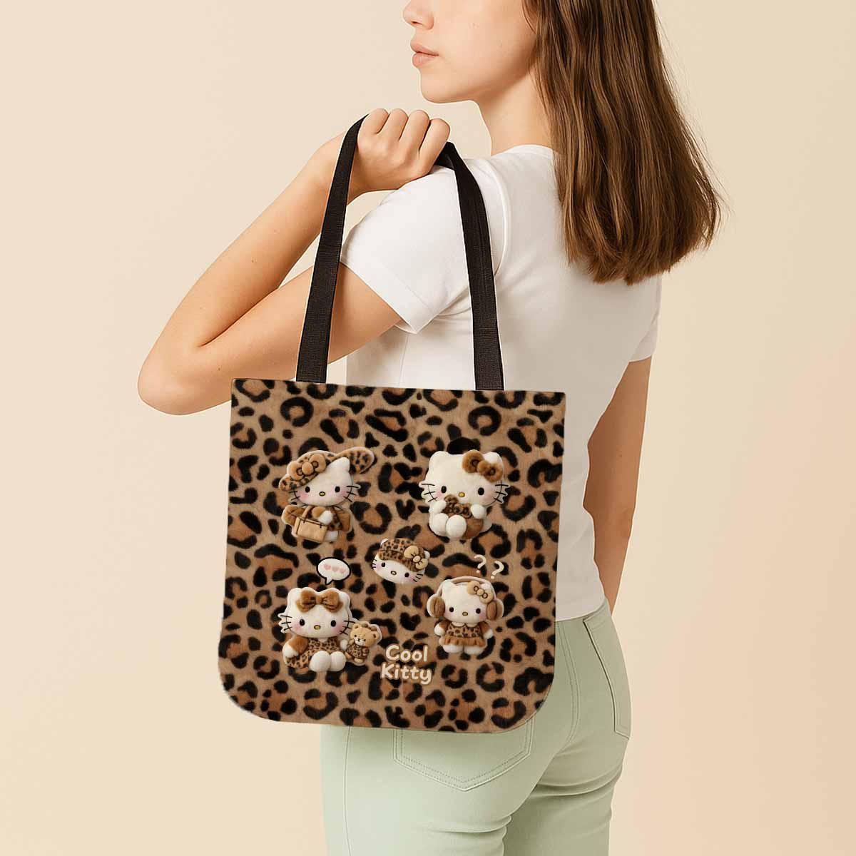Hello Kitty Leopard Canvas Tote Bag