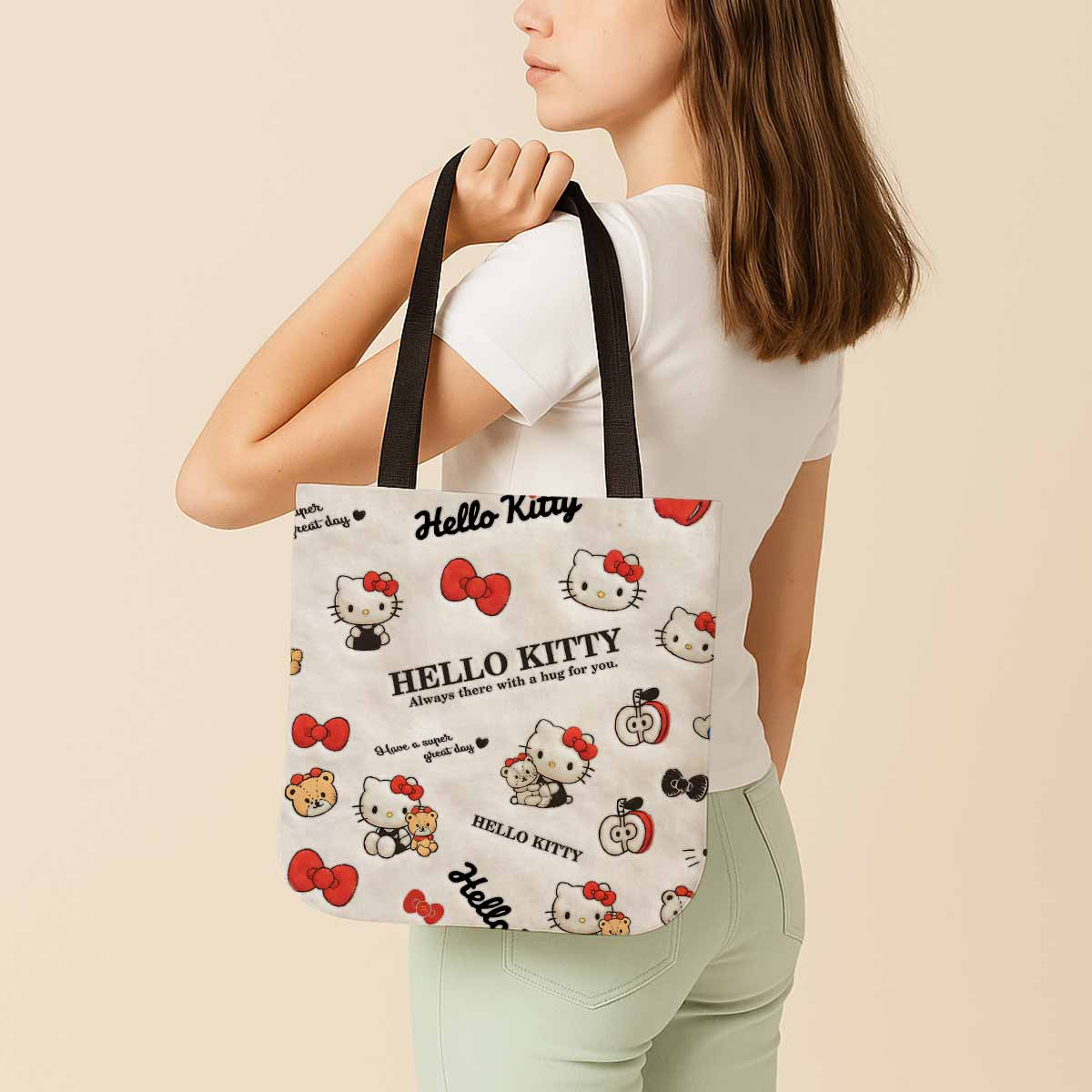 Hello Kitty Fluffy Plush Canvas Tote Bag