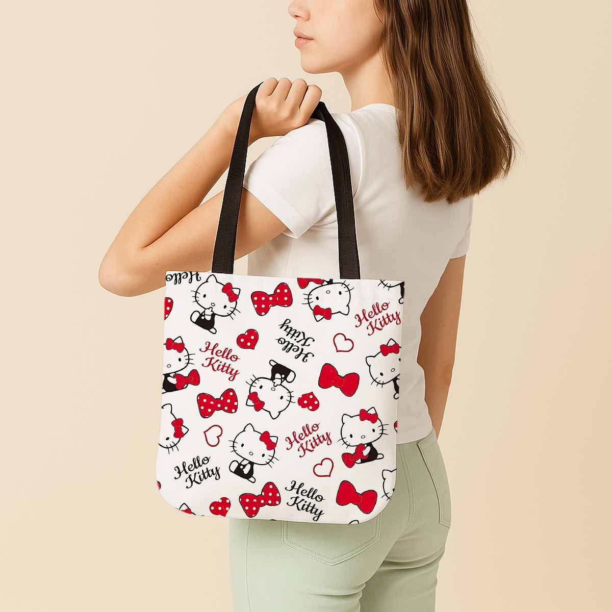 Hello Kitty Red Bow Canvas Tote Bag
