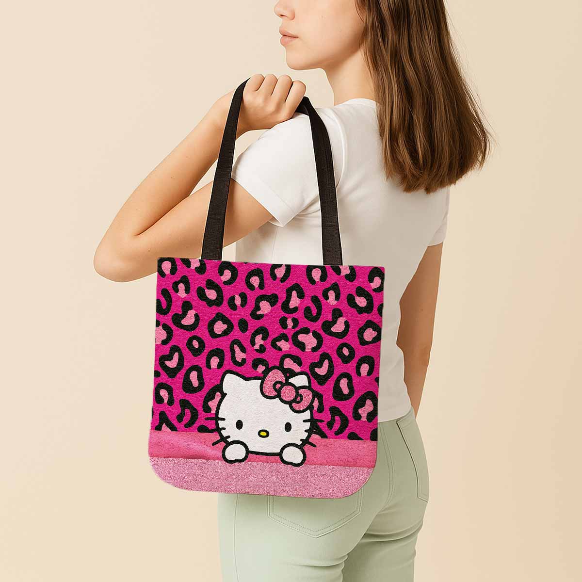 Hello Kitty Pink Bow Canvas Tote Bag