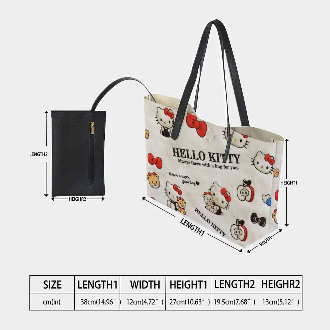 Hello Kitty Fluffy Plush Hand Bag and Mini Purse Set