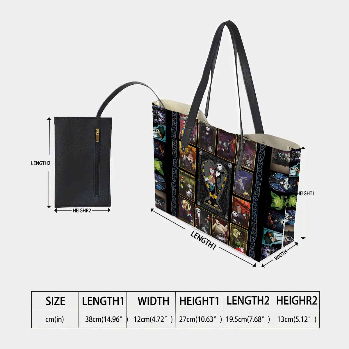 Jack & Sally The Nightmare Before Christmas Hand Bag and Mini Purse Set