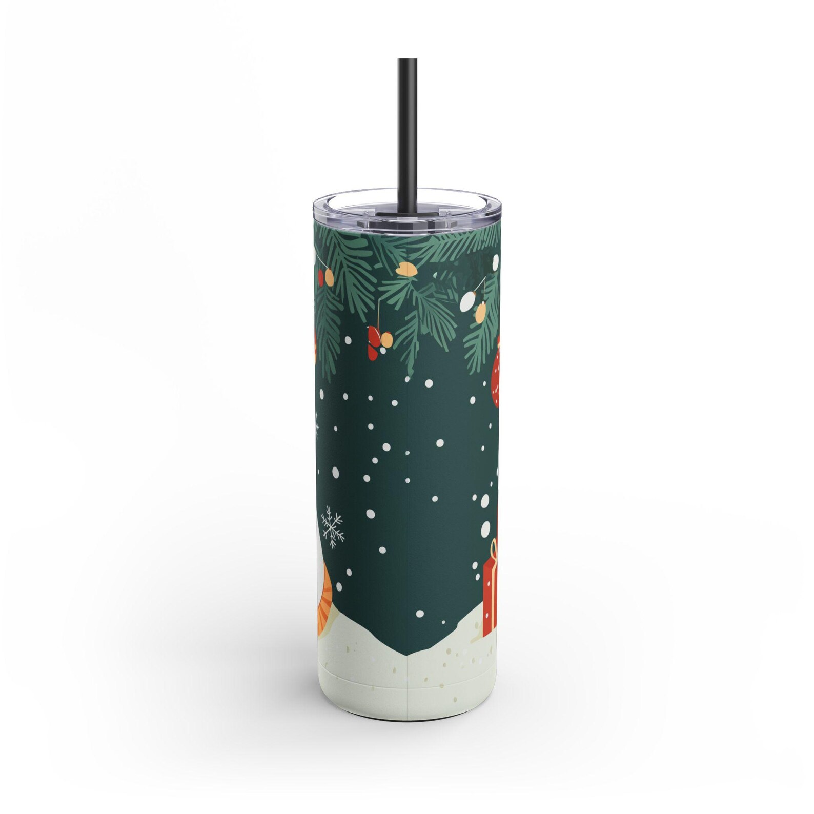 Kitty Sleeping in a Santa Hat Tumbler