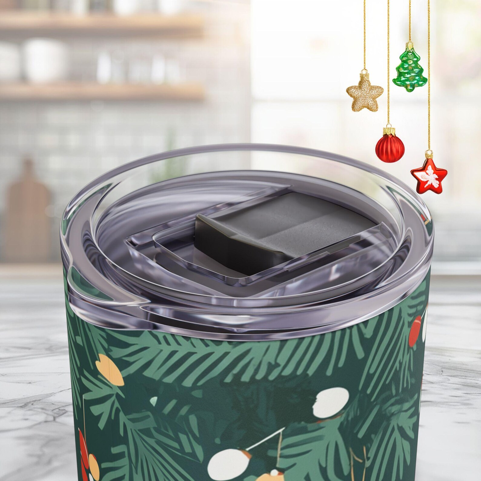 Kitty Sleeping in a Santa Hat Tumbler