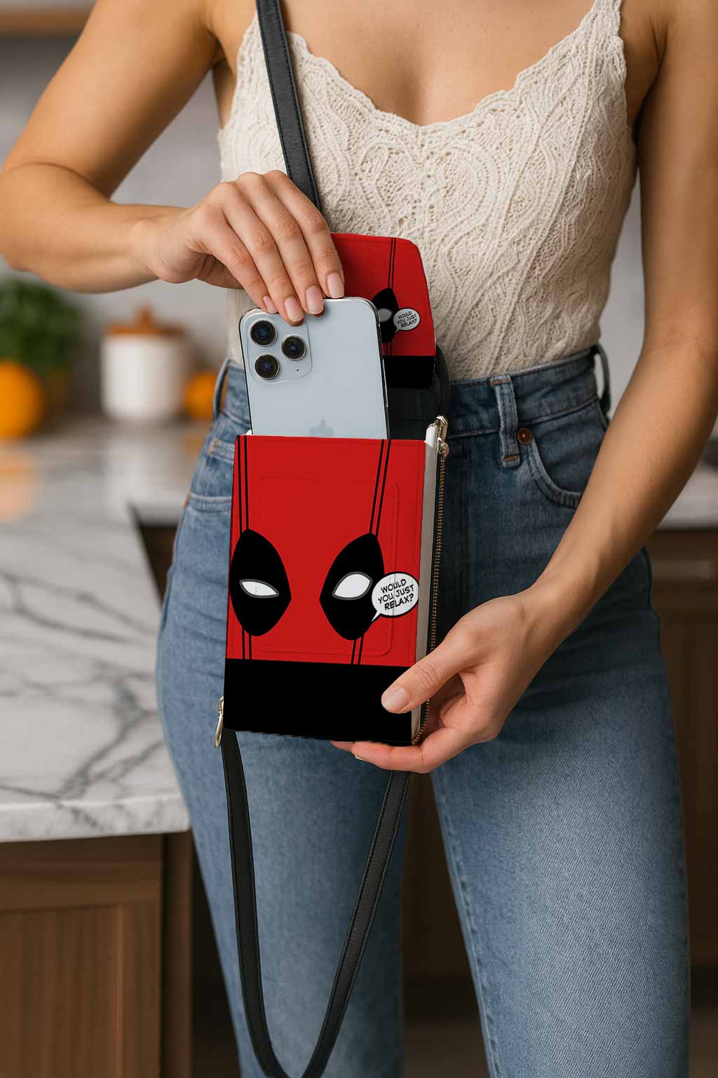 Deadpool Would You Just Relax Mobile Phone Chest Bag