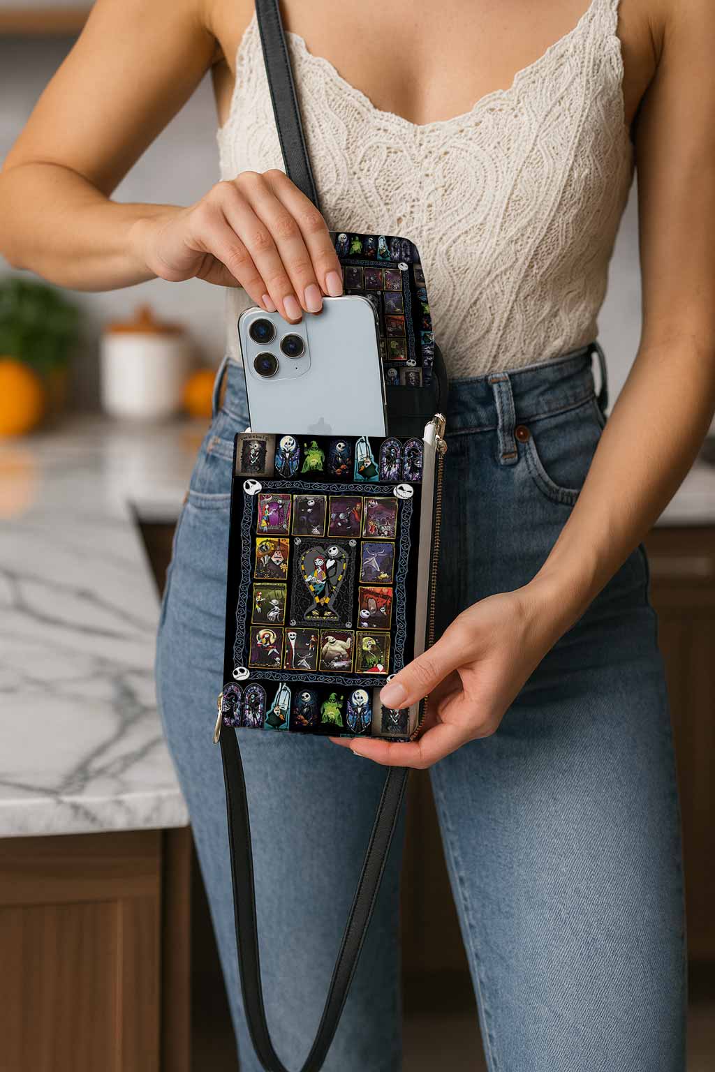 Jack & Sally The Nightmare Before Christmas Mobile Phone Chest Bag