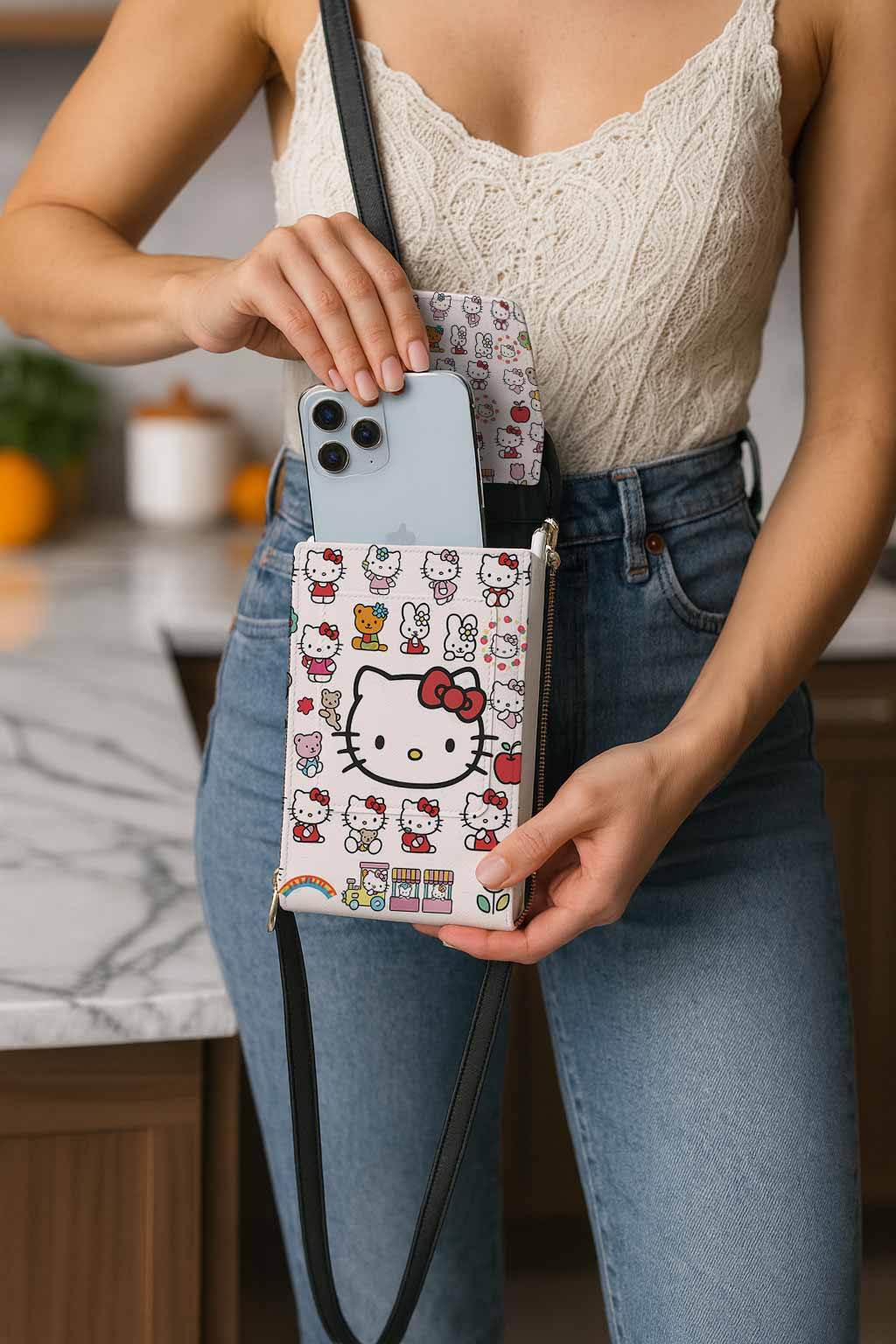 Hello Kitty Cute Pink Mobile Phone Chest Bag