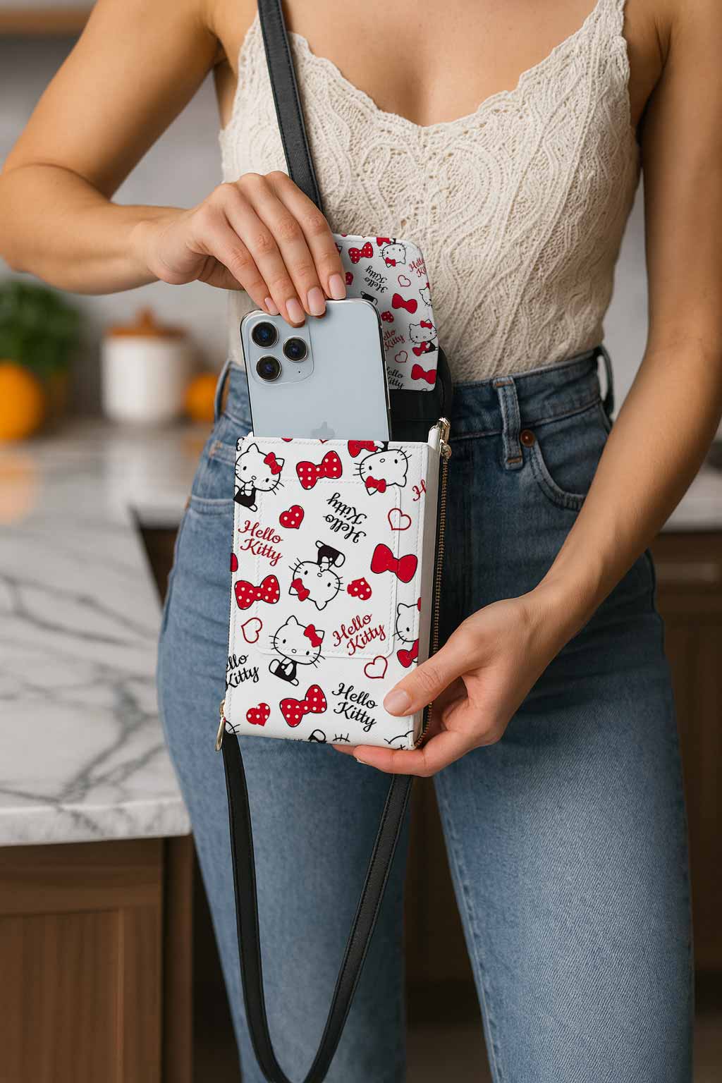 Hello Kitty Red Bow Mobile Phone Chest Bag