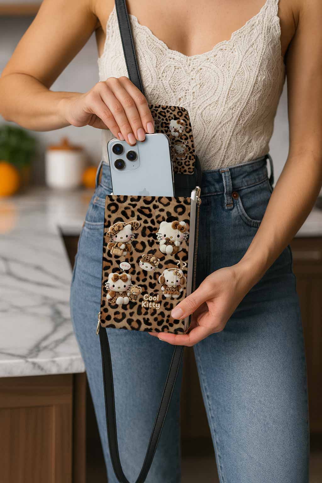 Hello Kitty Leopard Mobile Phone Chest Bag