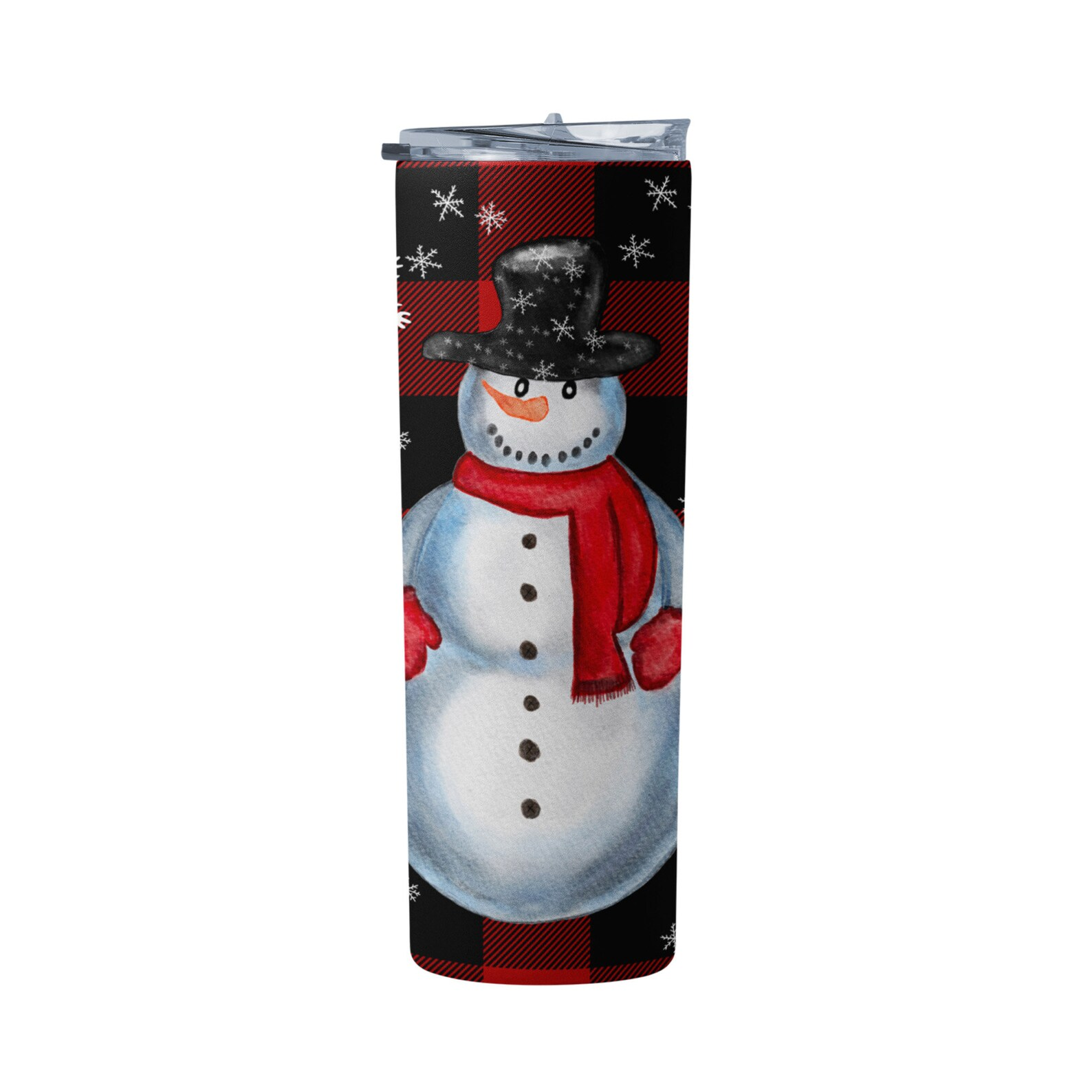 Plaid Snowman Holiday Tumbler