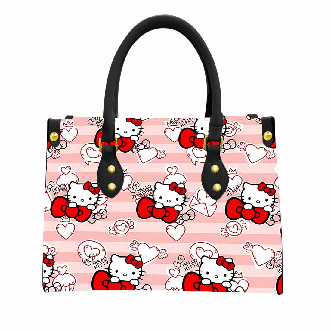 Hello Kitty Cute Bow Women Tote Bag with Black Handles