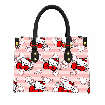 Hello Kitty Cute Bow Women Tote Bag with Black Handles