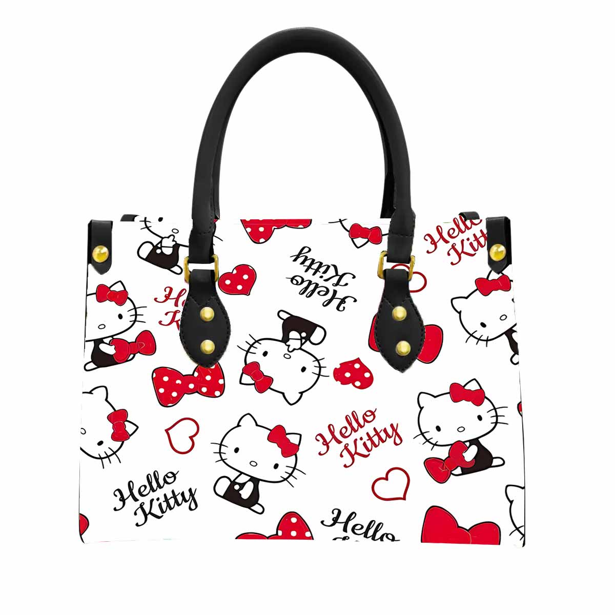 Hello Kitty Red Bow Women Tote Bag with Black Handles
