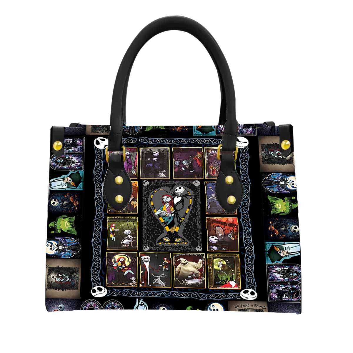 Jack & Sally The Nightmare Before Christmas Women Tote Bag with Black Handles